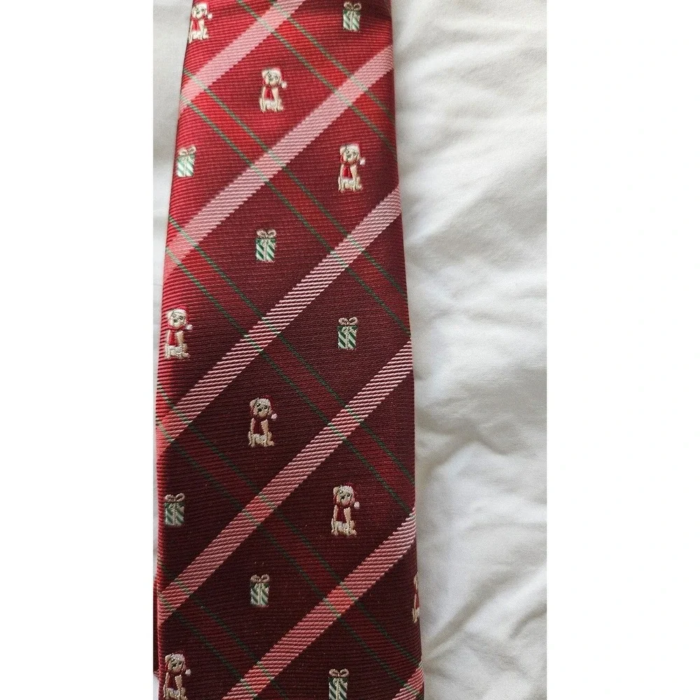 Crown & Ivy Kids Christmas Tie Holiday Bear Gift Present Burgundy Easy to Use‎